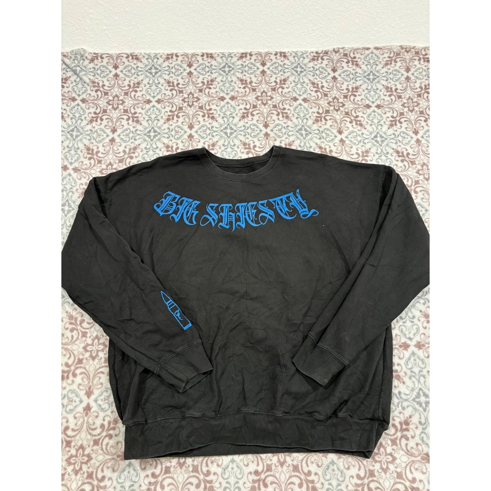 Big Shiesty Graphic Crewneck Sweatshirt Black Blue Streetwear Mens 2XL
